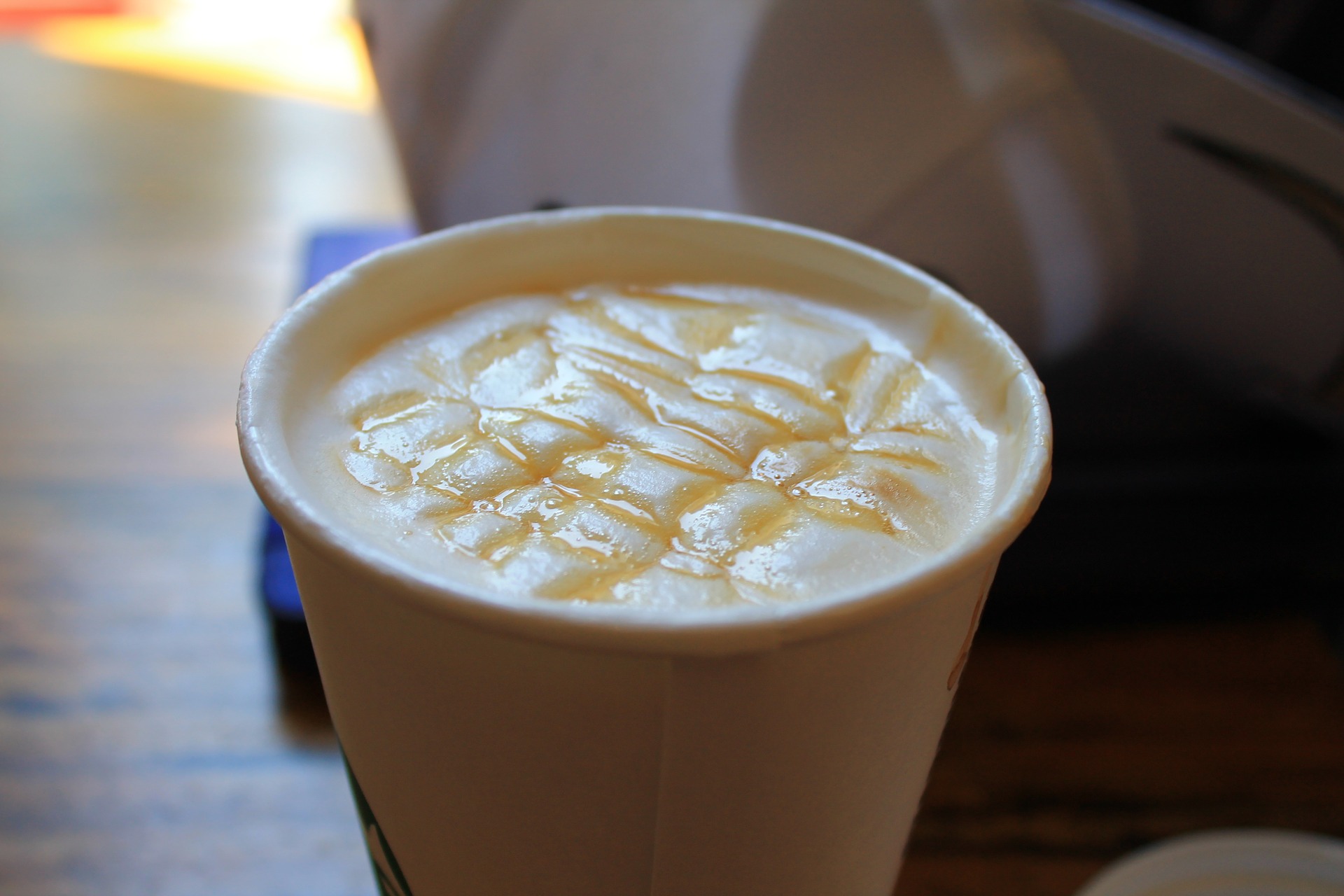 A fresh cup of coffee in a Starbucks